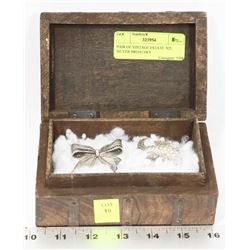 PAIR OF VINTAGE ESTATE .925 SILVER BROACHES