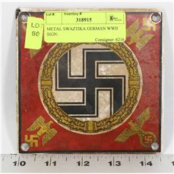 METAL SWAZTIKA GERMAN WWII SIGN.