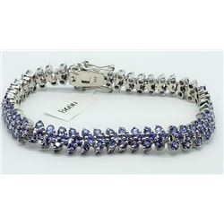 STERLING SILVER TANZANITE TENNIS BRACELET