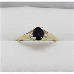 10K YELLOW GOLD SAPPHIRE & DIAMOND RING