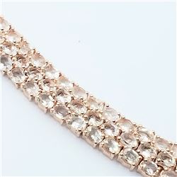 STERLING SILVER MORGANITE TENNIS BRACELET