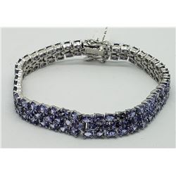 STERLING SILVER TANZANITE TENNIS BRACELET