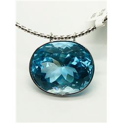 14K WHITE GOLD BLUE TOPAZ PENDANT W/ 10K NECKLACE