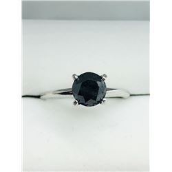 10K WHITE GOLD BLACK DIAMOND SOLITAIRE RING
