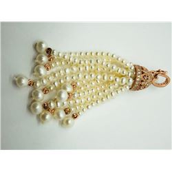 ROSE GOLD PLATED ST. SILVER PEARL PENDANT NECKLACE