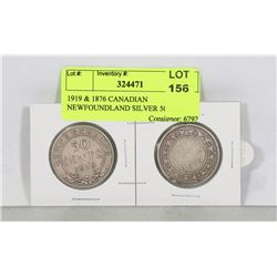 1919 & 1876 CANADIAN NEWFOUNDLAND SILVER 50 CENT