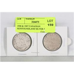 1908 & 1907 CANADIAN NEWFOUNDLAND SILVER 50 CENT
