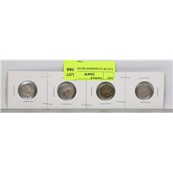 LOT OF 4 CANADIAN SILVER DIMES