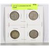 Image 1 : LOT OF 4 CANADIAN SILVER 25 CENT COINS