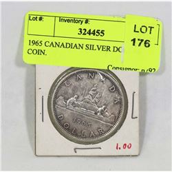1965 CANADIAN SILVER DOLLAR COIN.