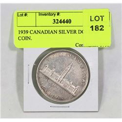 1939 CANADIAN SILVER DOLLAR COIN.