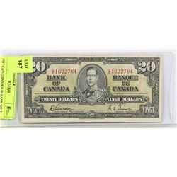 1937 CANADIAN $20.00 BANK NOTE.