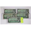 Image 1 : LOT OF FIVE 1967 CANADIAN $1.00 BANK NOTE.