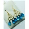 Image 2 : 14K YELLOW GOLD BLUE TOPAZ EARRINGS