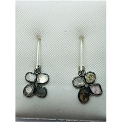 STERLING SILVER DIAMOND EARRINGS