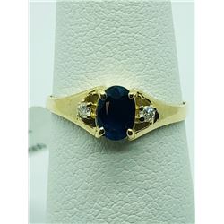 10K YELLOW GOLD SAPPHIRE DIAMOND RING