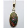 Image 1 : 14K YELLOW GOLD BLACK OPAL & DIAMOND W/10K CHAIN