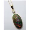 Image 2 : 14K YELLOW GOLD BLACK OPAL & DIAMOND W/10K CHAIN