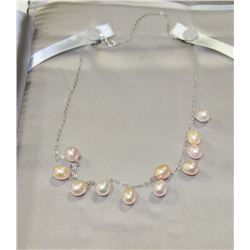 10K WHITE GOLD FRESHWATER PEARL NECKLACE