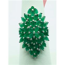 STERLING SILVER EMERALD RHODIUM PLATED RING