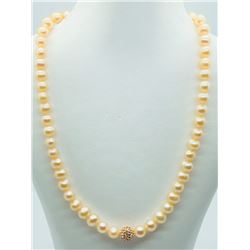 ST. SILVER FRESHWATER PEARL W/CRYSTAL NECKLACE