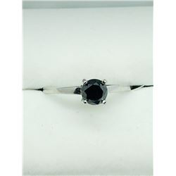 10K WHITE GOLD BLACK DIAMOND SOLITAIRE RING