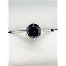 10K WHITE GOLD BLACK DIAMOND RING