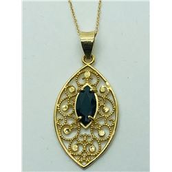 14K YELLOW GOLD SAPPHIRE NECKLACE