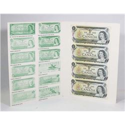 UNCUT SHEET OF 4 UNCIRCULATED CANADIAN