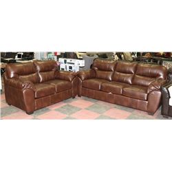 NEW BROWN LEATHERETTE 84" SOFA WITH 65" LOVE SEAT