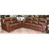 Image 1 : NEW BROWN LEATHERETTE 84" SOFA WITH 65" LOVE SEAT