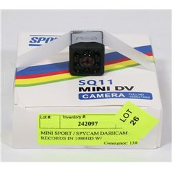MINI SPORT / SPYCAM DASHCAM RECORDS IN 1080HD W/