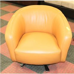 CAMEL LEATHERETTE SWIVEL ARMCHAIR