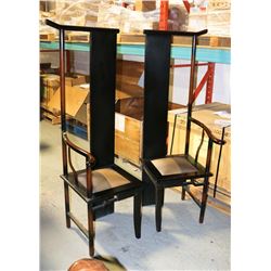 PAIR OF TALL WOOD CORNER CHAIRS