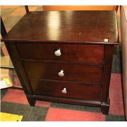 WOOD 3 DRAWER NIGHT STAND-SCRATCHES ON TOP