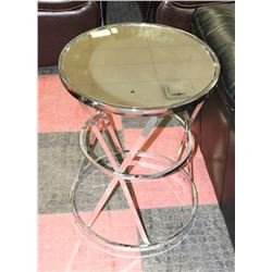 SHOWHOME CHROME AND MIRRORED END TABLE