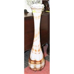32" HIGH GLASS VASE.