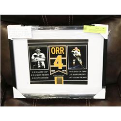 FRAMED BOBBY ORR DISPLAY WITH PIECE OF BOSTON