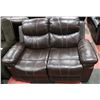 Image 1 : DARK BROWN LEATHER LOOK RECLINING 58" LOVE SEAT