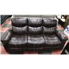 Image 1 : DARK BROWN LEATHER LOOK RECLINING 80" SOFA - AS IS