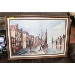 FRAMED PARIS SCENE OIL PAINTING 41"X29"