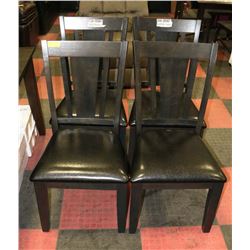SET OF 4 WOOD AND LEATHERETTE SIDECHAIRS