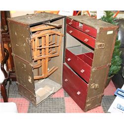 ANTIQUE 1890'S SCHARWTZ WARDROBE STEAMER TRUNK