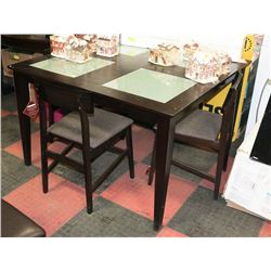 WOOD AND GLASSTOP KITCHEN TABLE WITH 4 CHAIRS