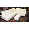 Image 1 : WHITE LEATHERETTE LIFT BACK SECTIONAL WITH