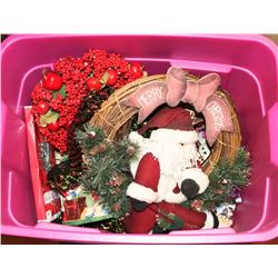 TOTE OF ASSORTED CHRISTMAS DECORATIONS