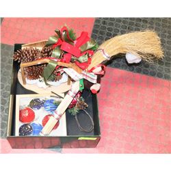 BOX OF CHRISTMAS ORNAMENTS