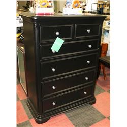 BLACK 6 DRAWER CHEST OF DRAWERS