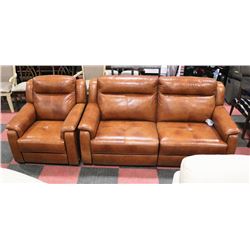 BROWN LEATHERETTE ELECTRIC RECLINING 74" SOFA WITH