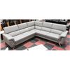 Image 1 : GREY LEATHERETTE LIFT BACK SECTIONAL, 100"X102"
